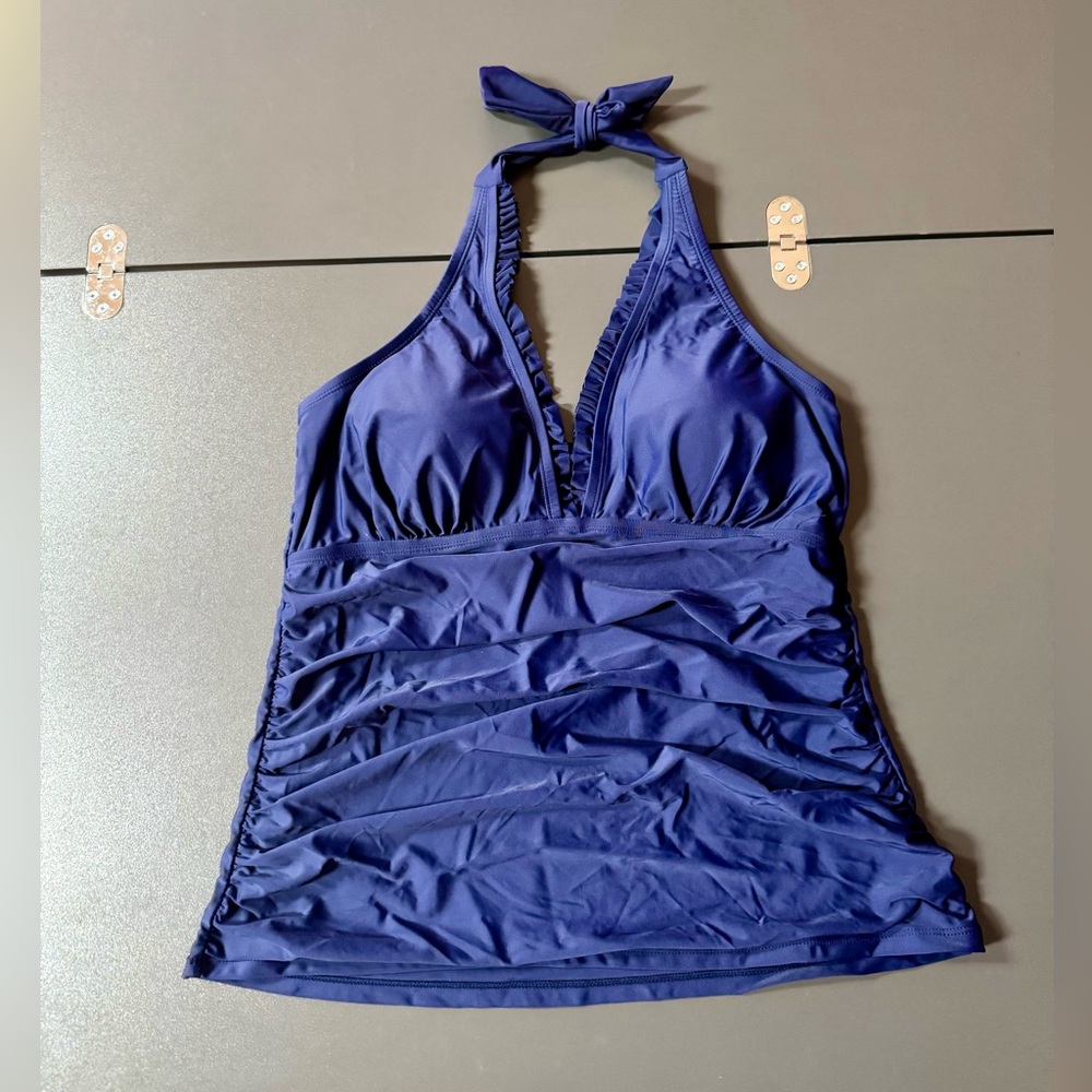 Stylish Halter Neck Tankini Top in Blue